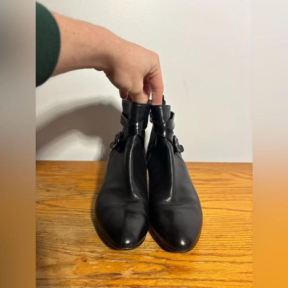 AGL Black Leather Wedge Ankle Boots Size EU 38.5